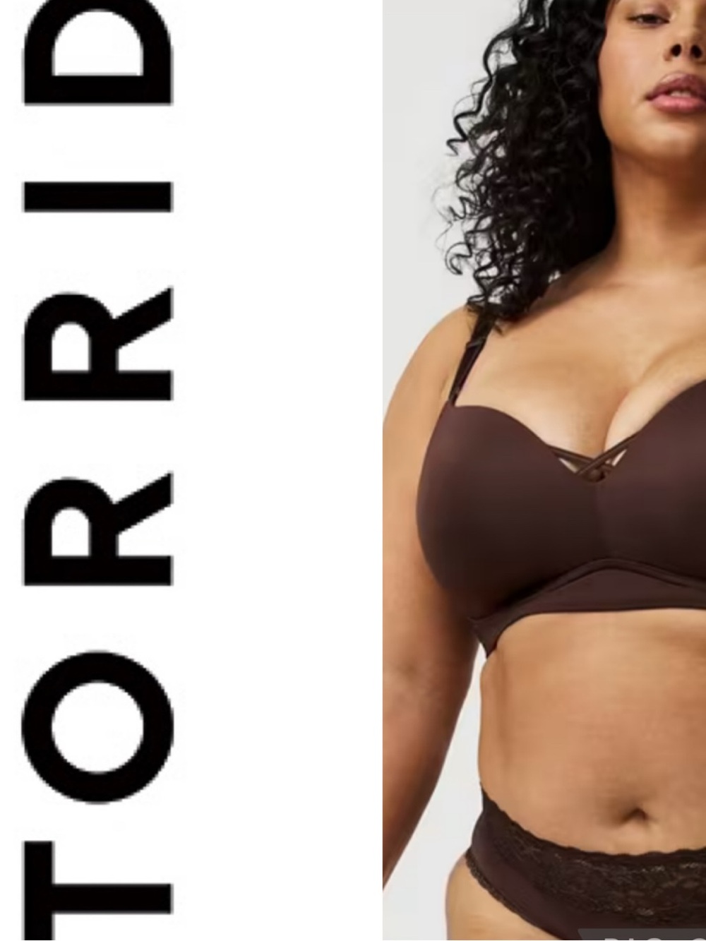 TORRID Women’s Dream Wire-Free Push-Up Bra Java Brown Size 38DDD